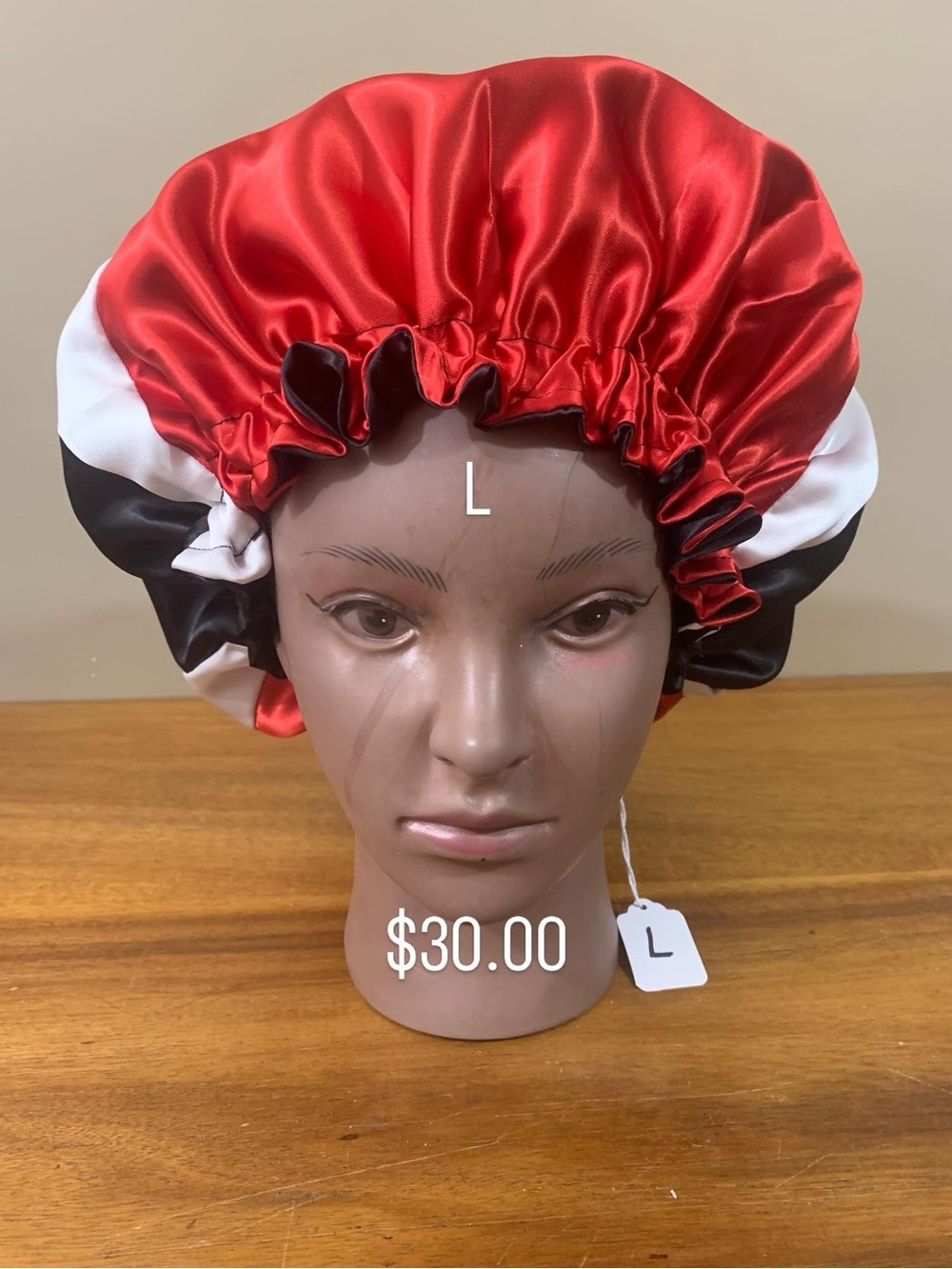 Satin Reversible Sleep Bonnet - Red, Black & White Trinidad flag